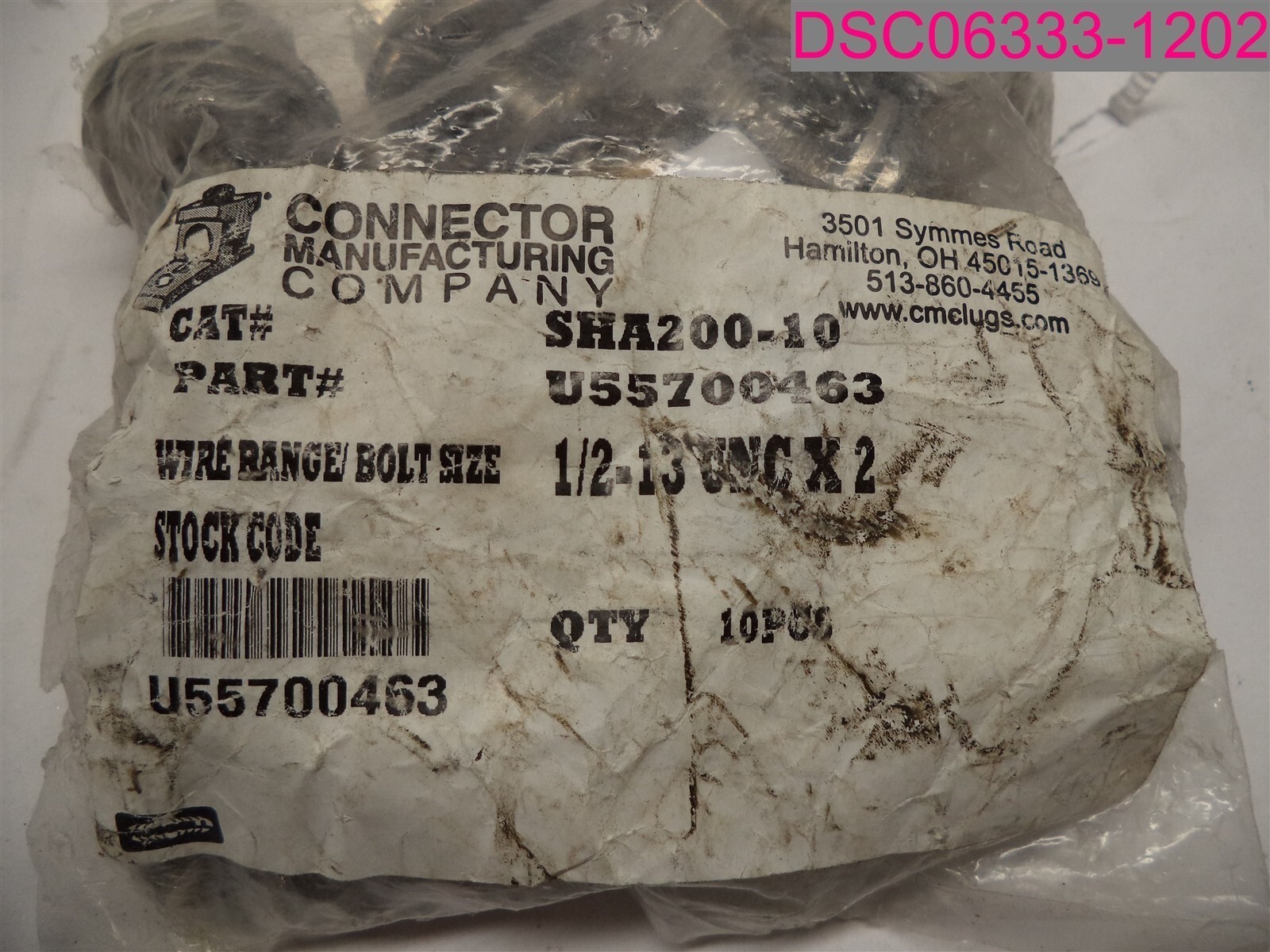 9 Pcs. 1/2-13 UNC x 2 Wire Range/Bolt Size, #U55700463 SHA200-10