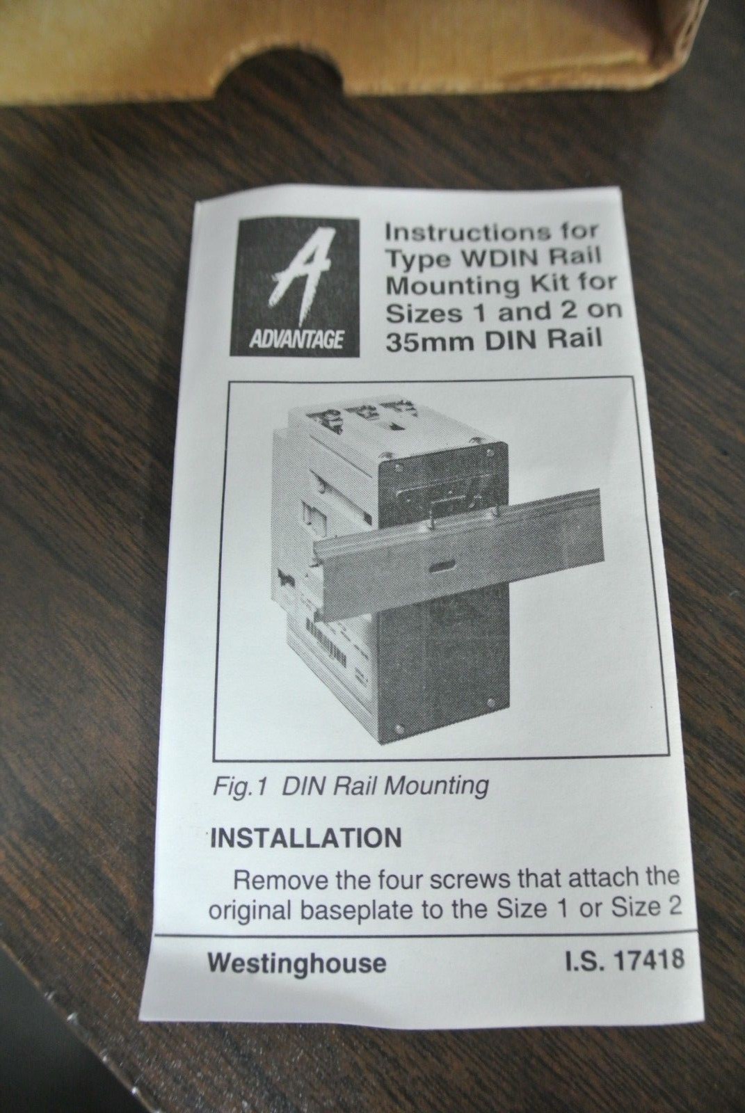 WESTINGHOUSE 1A96677G01 / WDIN SIZE 1/2 ADAPTER KIT 35mm DIN RAIL – NEW SURPLUS