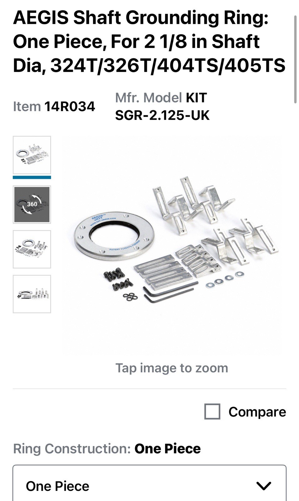 Aegis Kit Sgr-2.125-Uk Bearing Protection Ring Dia. 2 1/8 In sgr-2.125 Dented 📦
