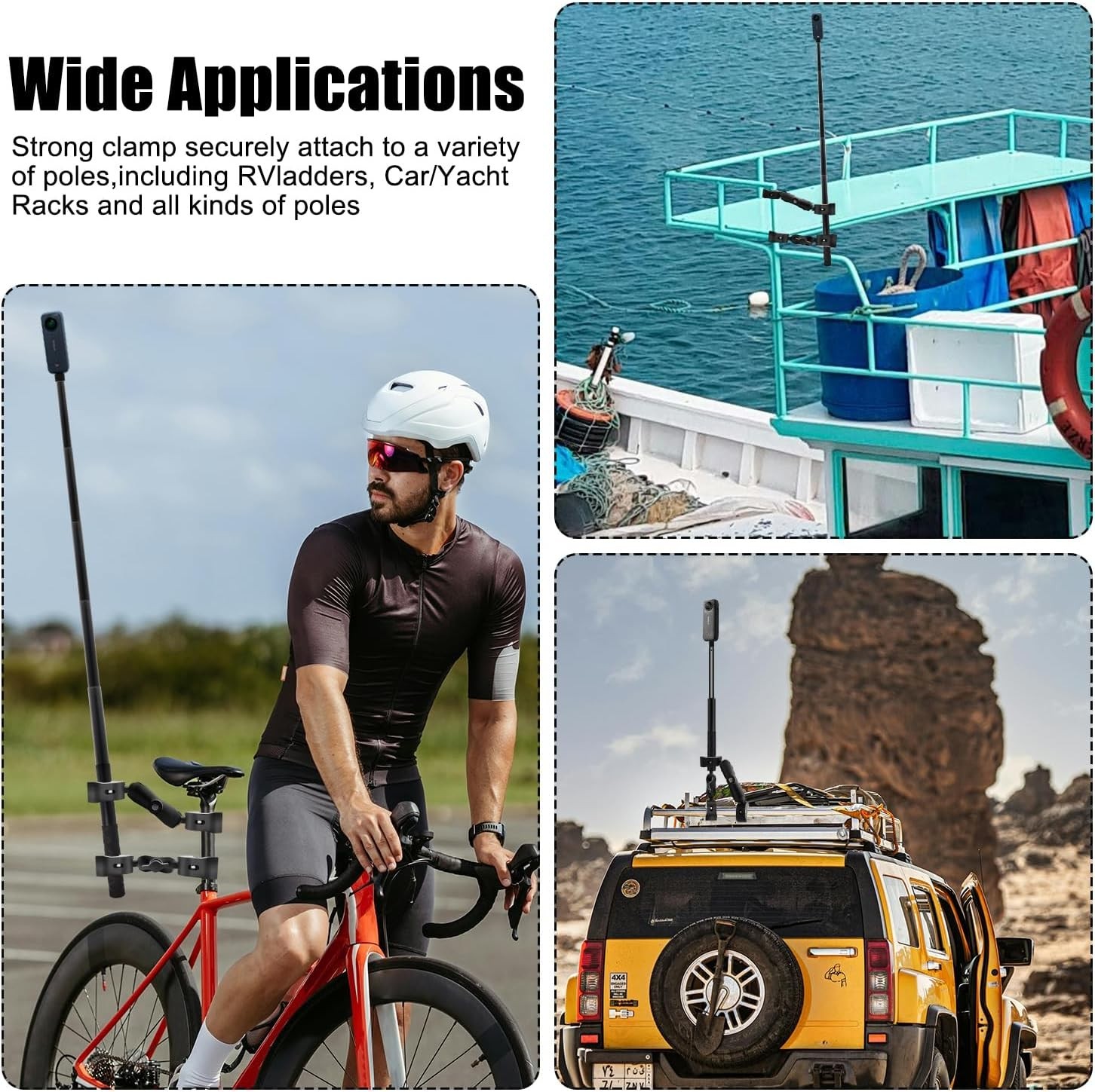 Motorcycle Mount Kit with 47″ Invisible Selfie Stick Compatible for Insta ……