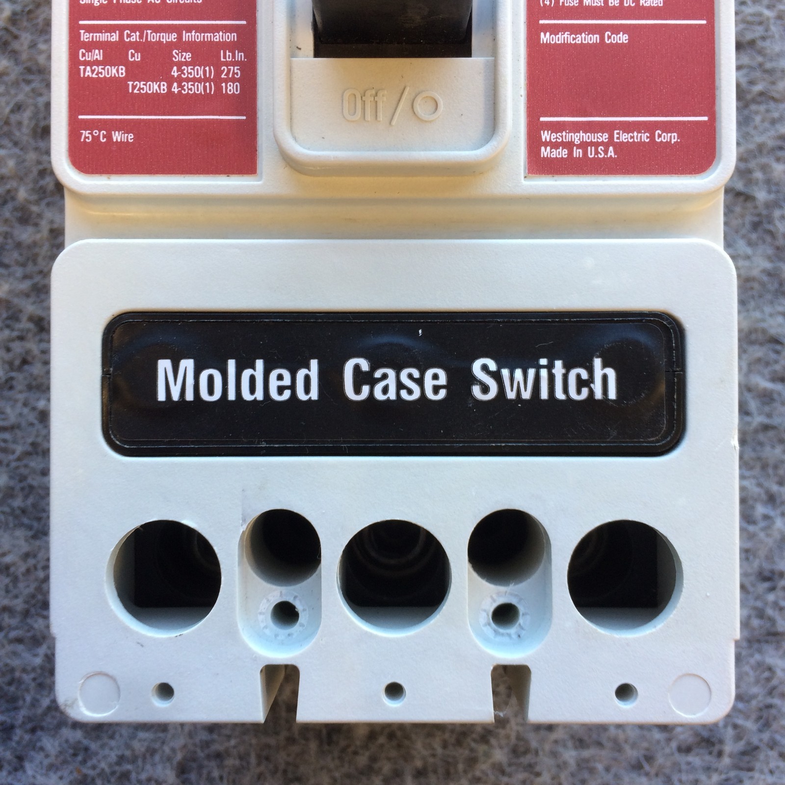 NEW TAKEOUT – Westinghouse JD3250K SER C 250 A 3P MOLDED CASE BREAKER SHIP FAST