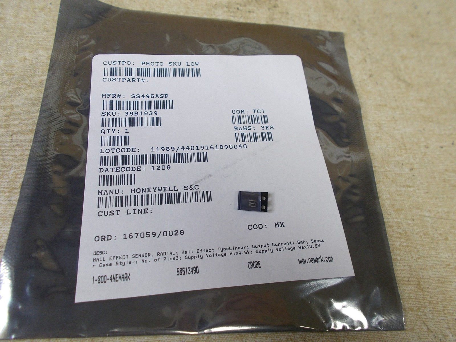 NEW Honeywell SS495ASP Radial Hall Effect Sensor *FREE SHIPPING*