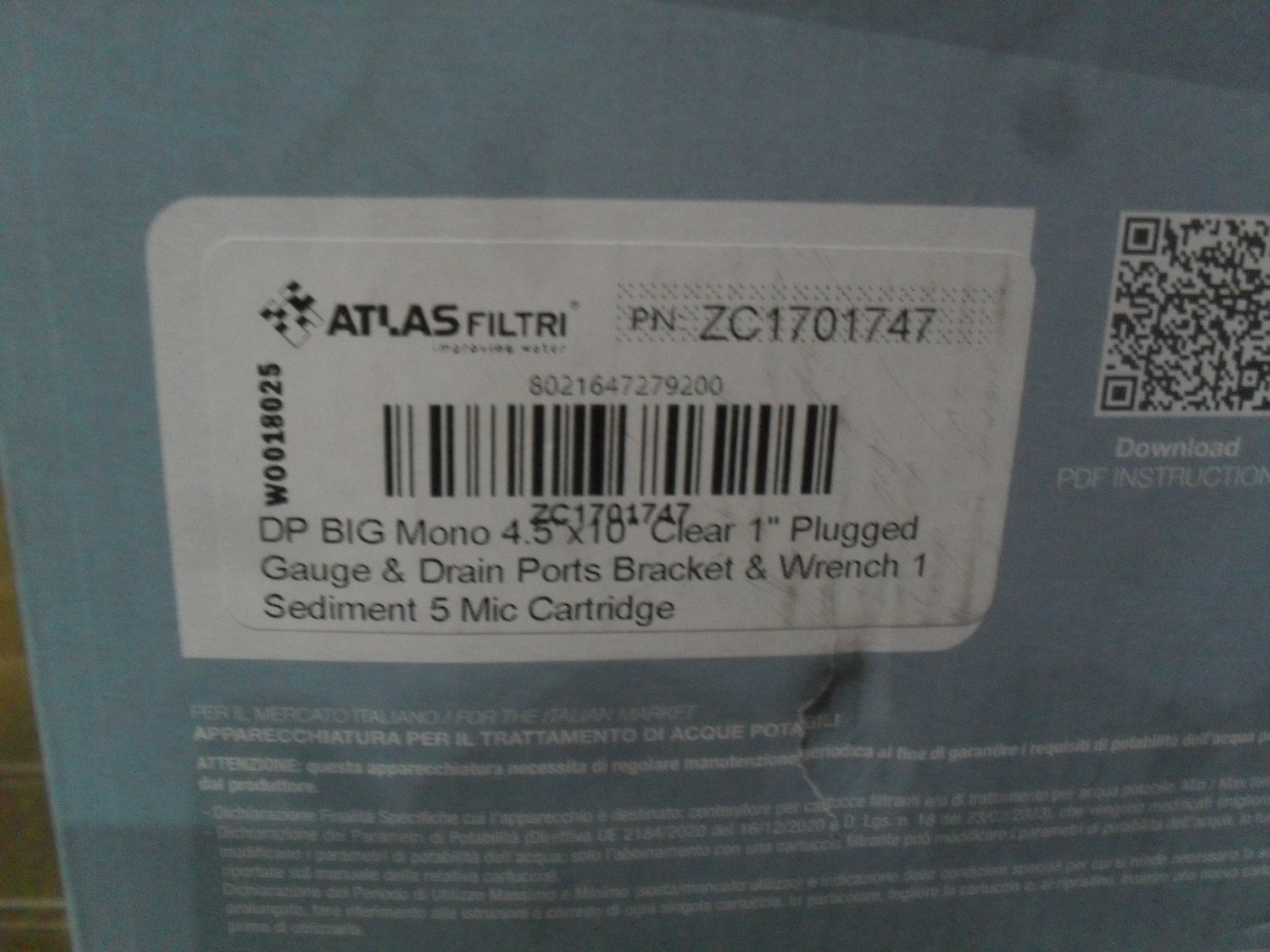 Atlas Filtri ZC1701747 DP Big Mono filter kit S1