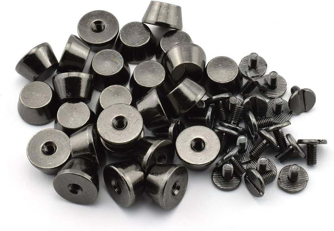 25-Pack 1/2″ Purse Handbag Feet Nailhead Flat Stud Solid Brass Screw-Back Spike