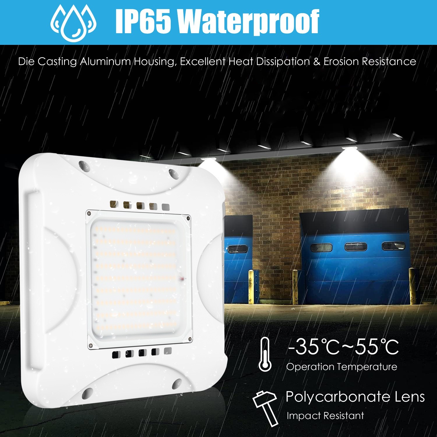 150W LED Canopy Light Dusk to Dawn Parking Lot Gas Station Lamp 21000LM IP65 ETL