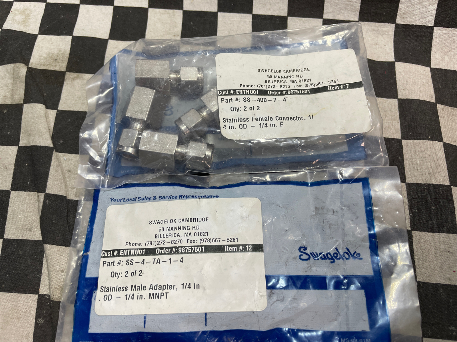SWAGELOK ADAPTER 1/4″, SS-400-7-4 & SS-4-TA-1-4, LOT OF 6, SHIPSAMEDAY#ZM27