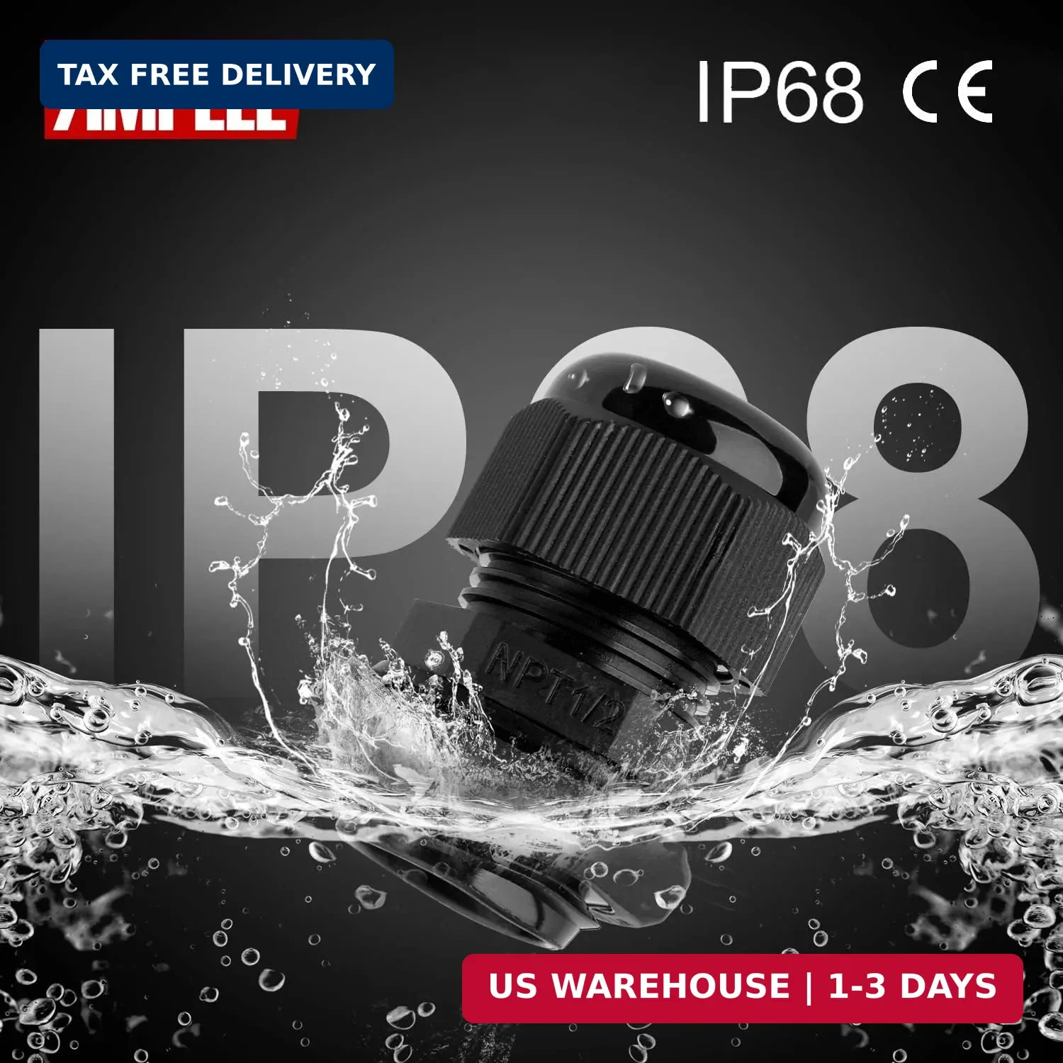 20 Pack 1/2” NPT Cable Gland Waterproof Adjustable 6-12mm/0.24-0.47inch Nylon C