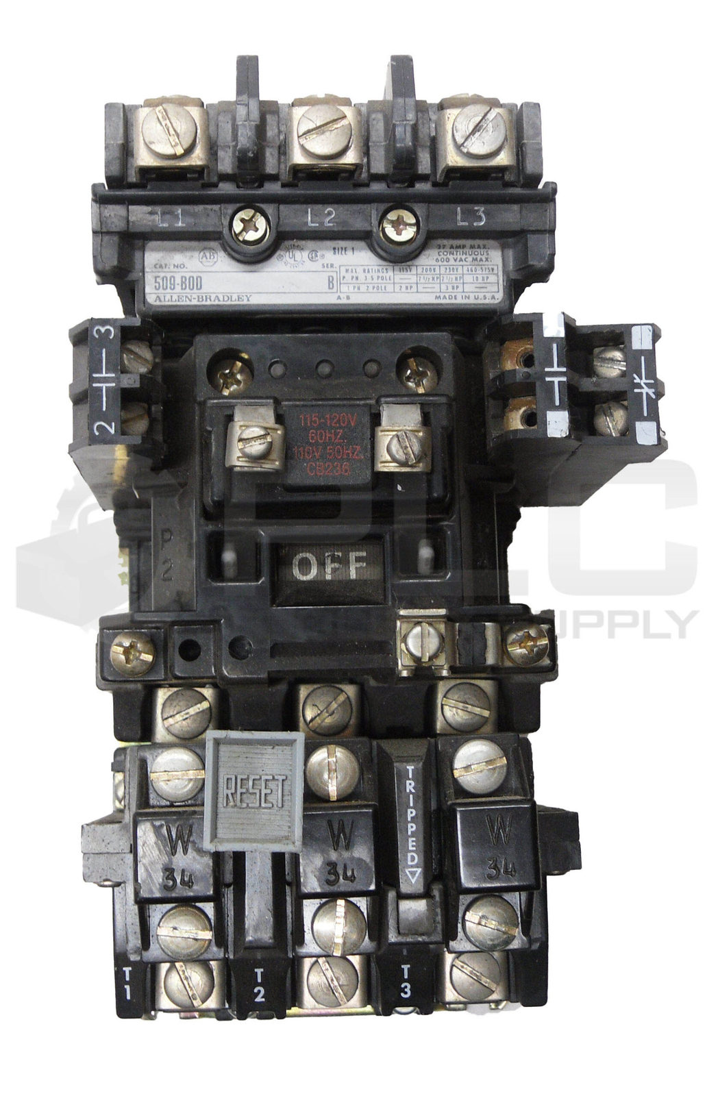ALLEN BRADLEY 509-BOD /B W/ CB236 W/ 42185-800-01 W/ (3) W34 W/ 595-A/B 595-AB/B
