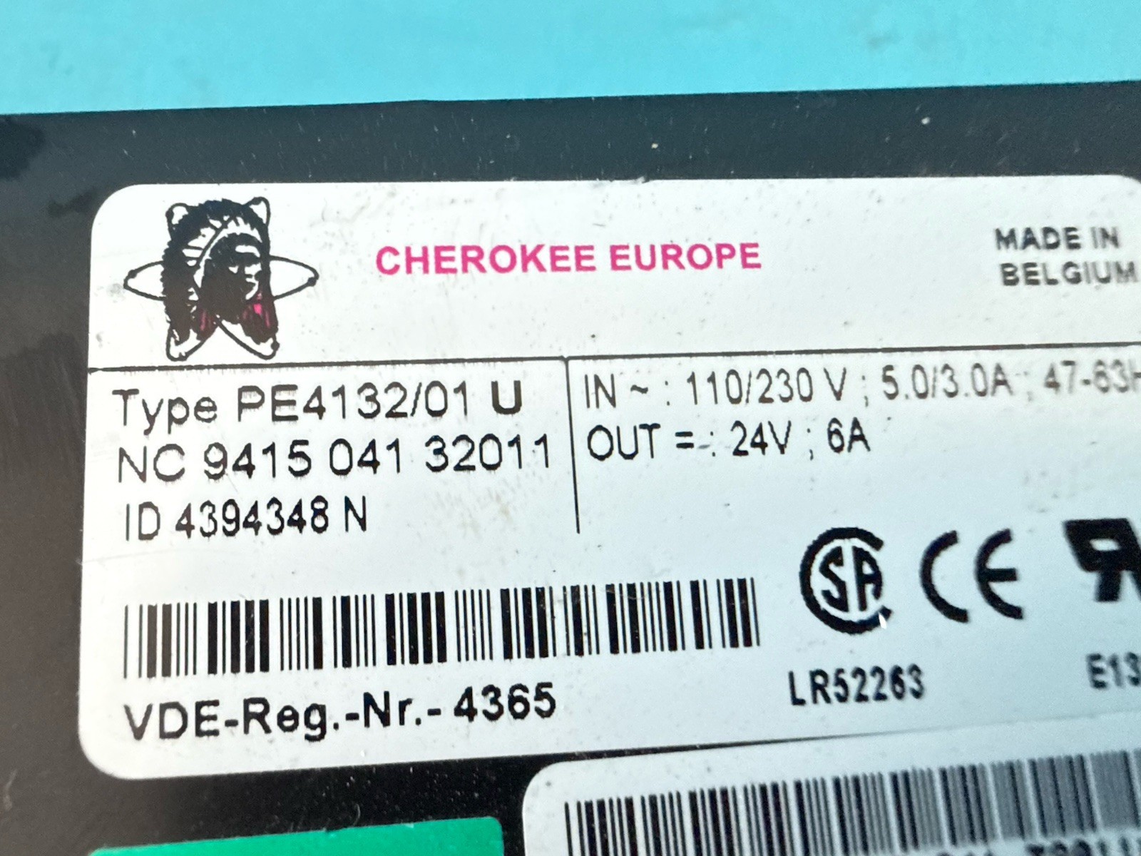 Mitra / Cherokee Europe PE4132/01U Power Supply 24VDC 6A DIN Rail NC 9415 041 32