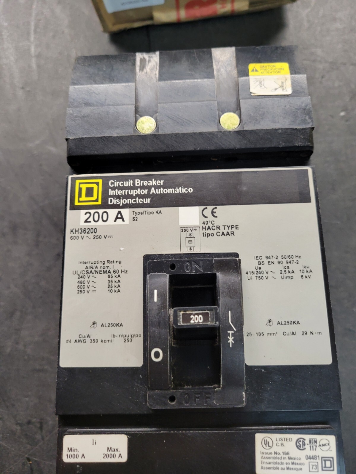Square D KH36200 Circuit Breaker.