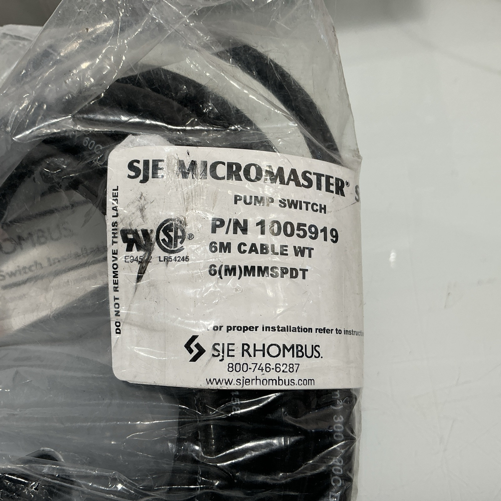 SJE Micromaster Pump Switch 1005919 6M Cord