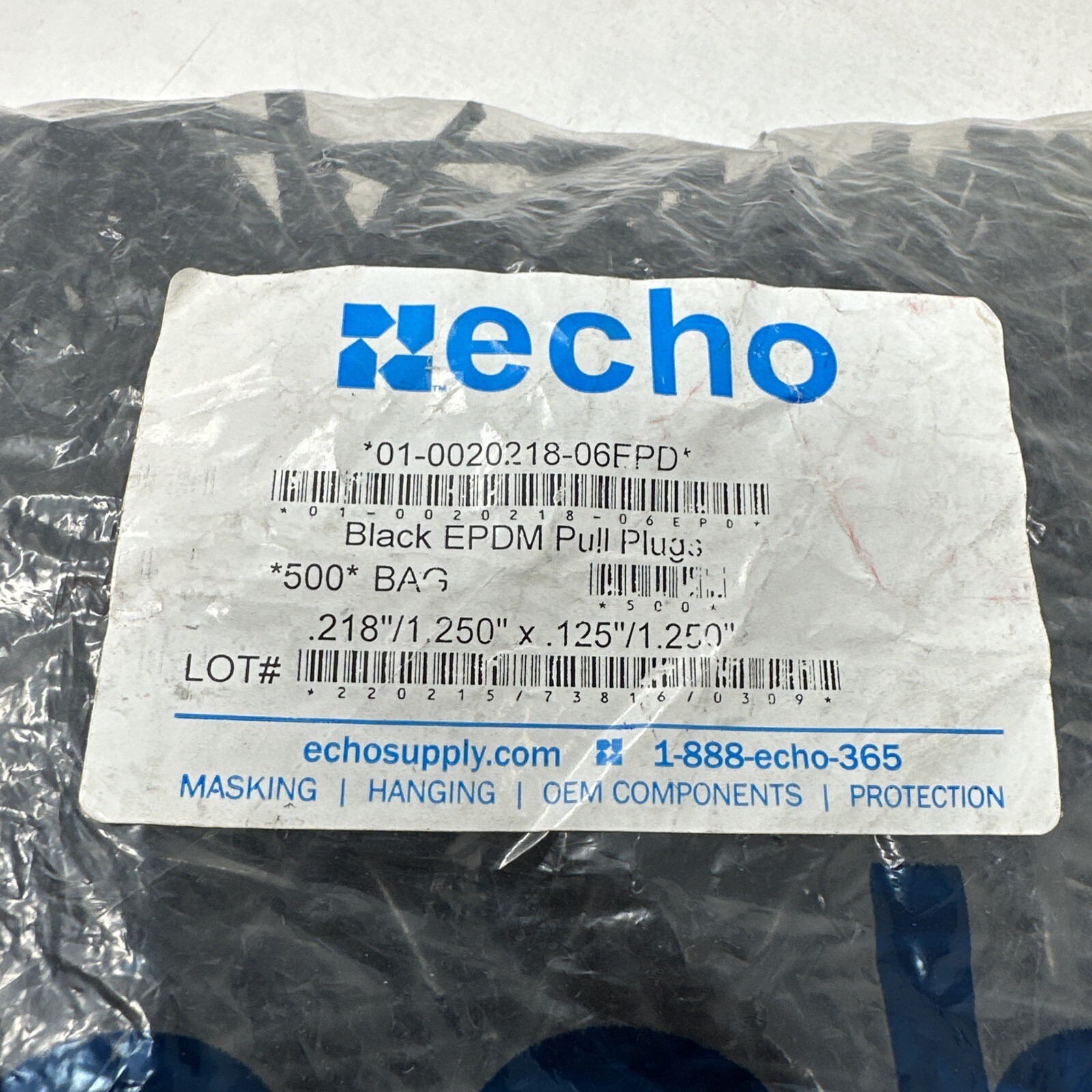 Echo Black EPDM Pull Plugs 01-0020218-06FPD – (Bag of 500)