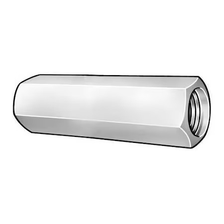 Coupling Nut, 1-1/2″-12, Steel, Grade 2, Zinc Plated, 3-1/2 In Lg, 2 In Hex Wd,