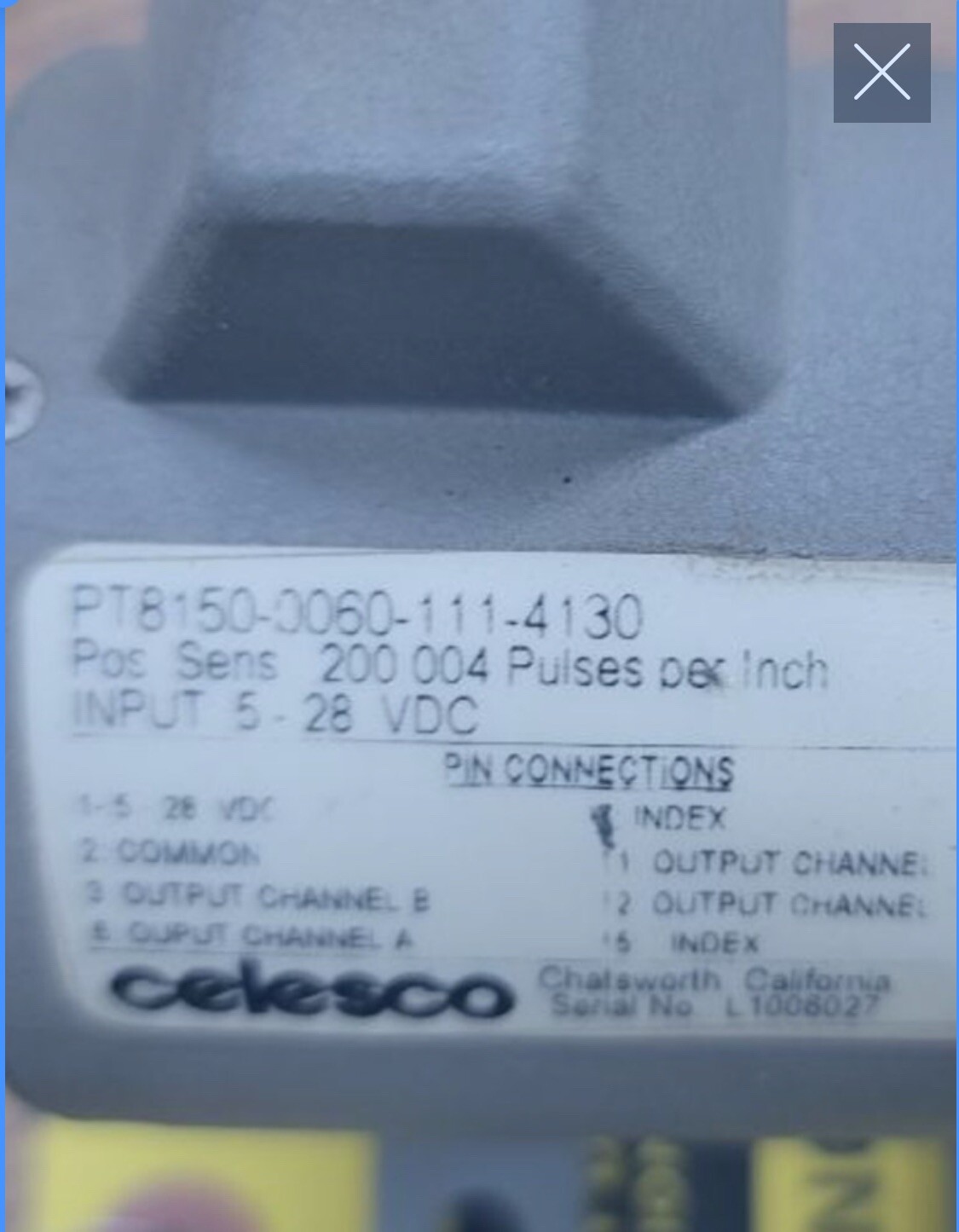 CELESCO LINEAR MOTION TRANSDUCER PT8150-0060-111-4130