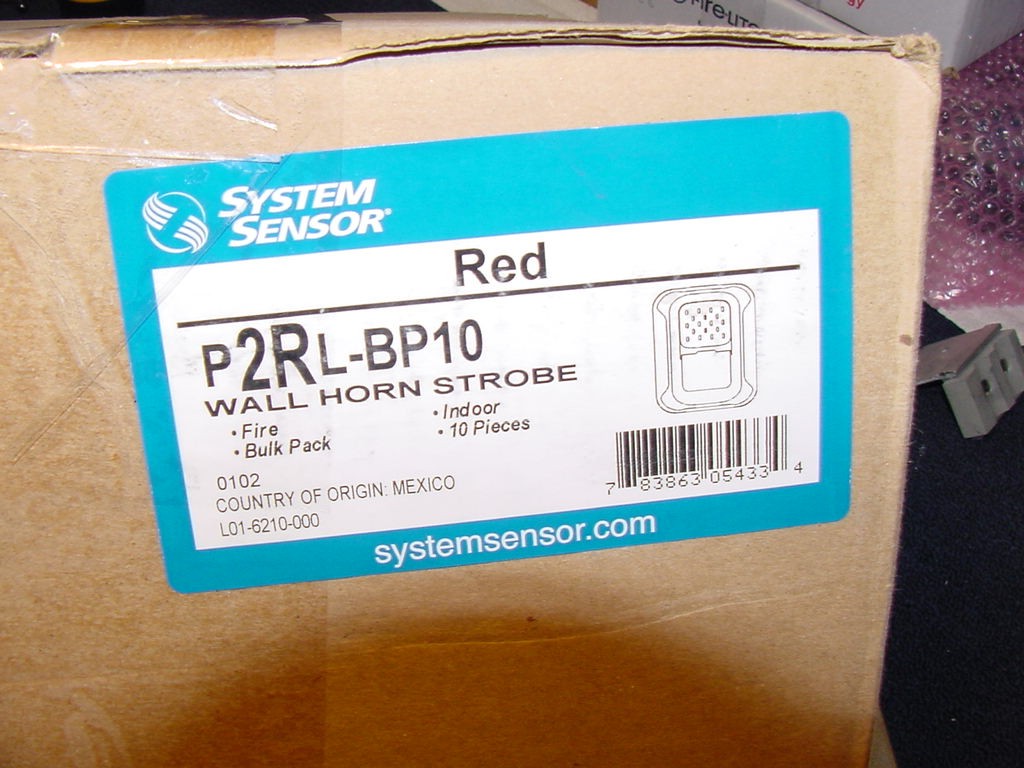 Bulk Pack (10 count) System Sensor P2RL-BP10, Fire Alarm Strobe RED, Indoor, NEW