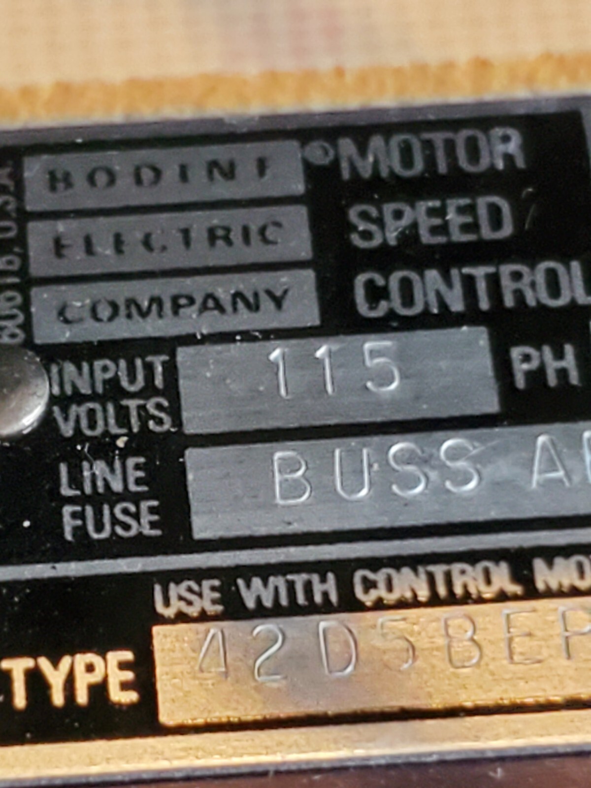 USED BODINE ELECTRIC DPM-6130C SPEED CONTROL BOARD 1/4HP 2500RPM