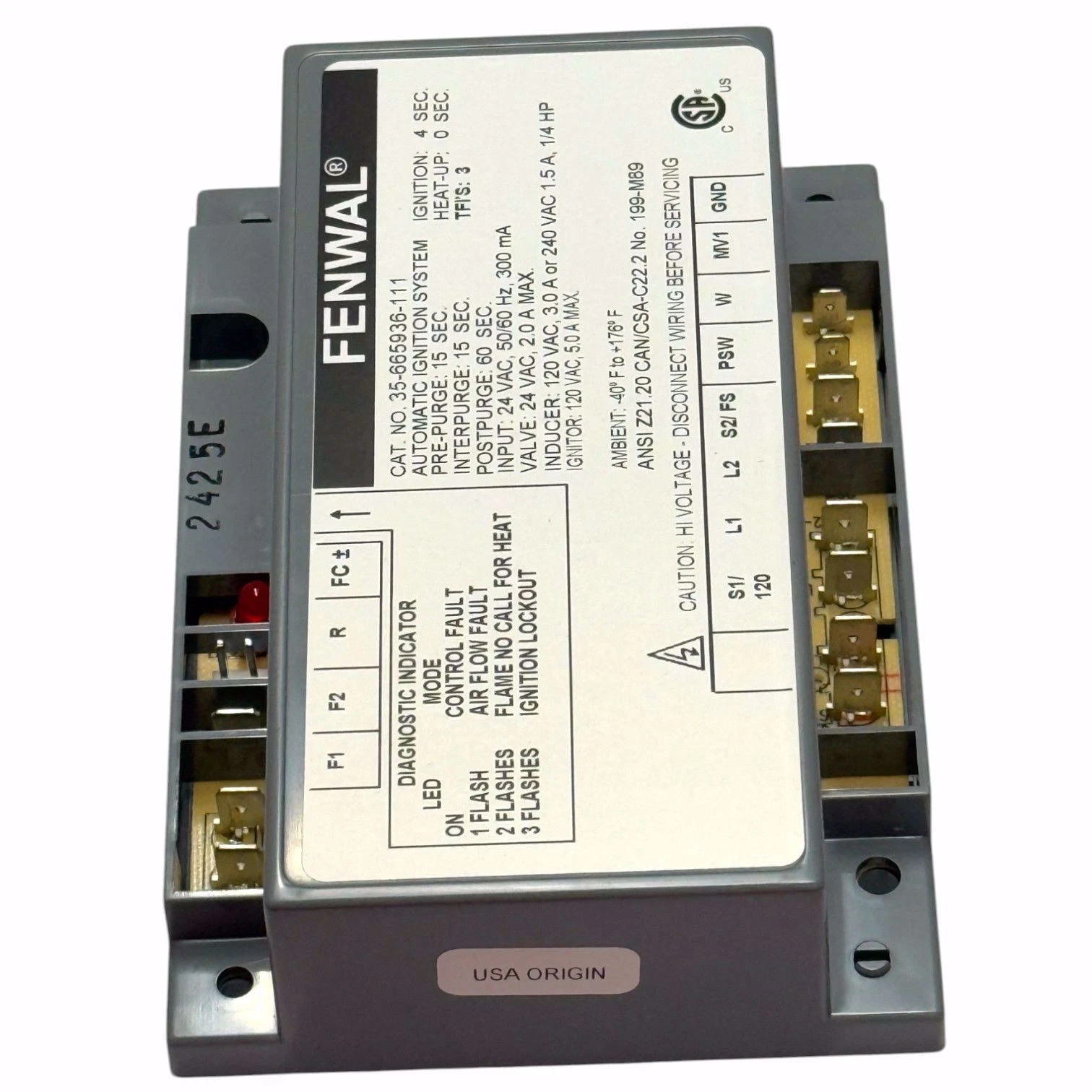 Fenwal 35-665936-111 Hot Surface Ignition Control 24v with 15 sec. Ships today