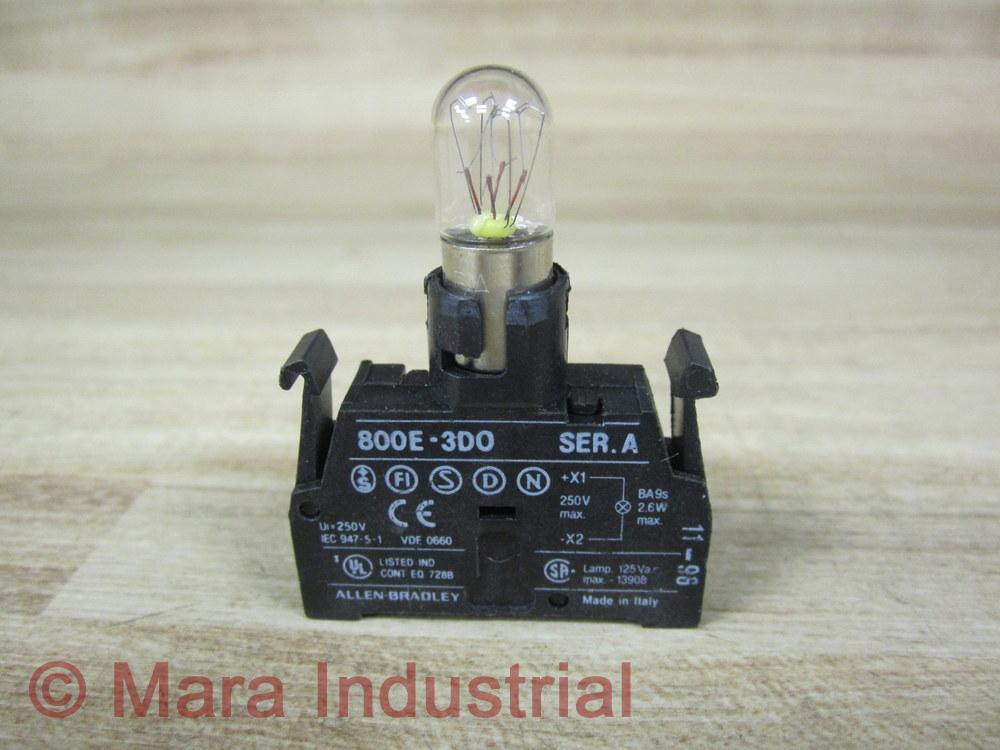 Allen Bradley 800E-3D0 Pilot Light Module 800E-3DO w/Bulb (Pack of 3)