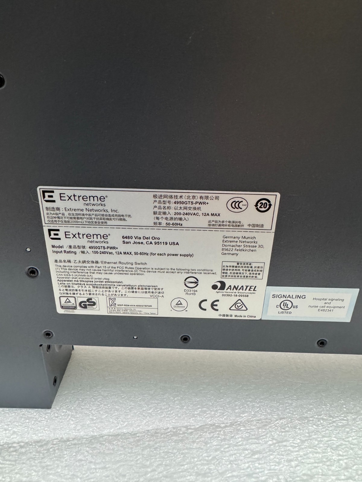 Extreme Networks ERS4950GTS-PWR+ Routing Switch REV:07 USB No PSU VAT DHL