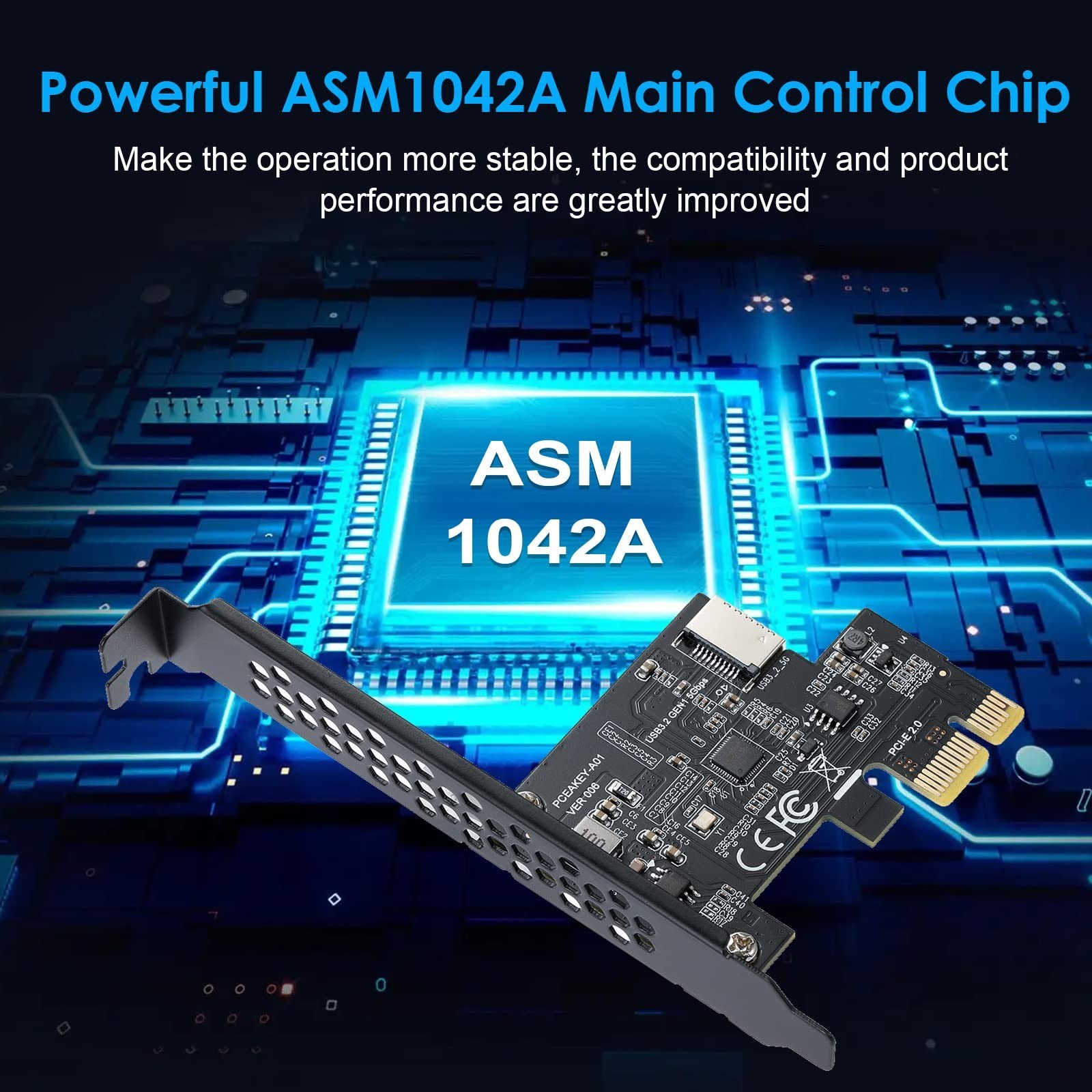 PCI-E 1X to USB 3.2 GEN1 5Gbps Type-E A-Key Expansion Card,Front Panel Type-C…