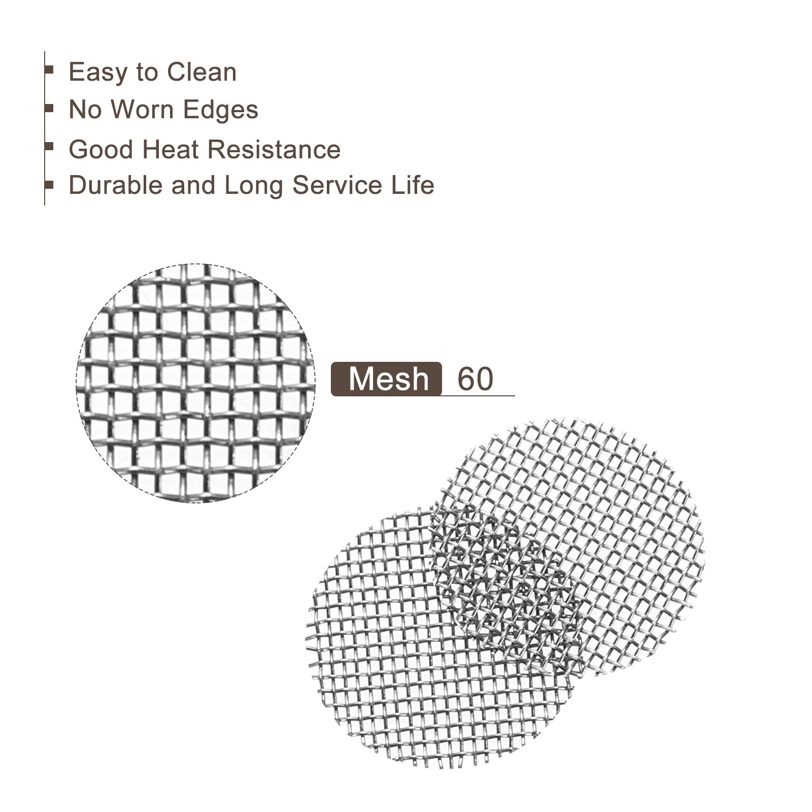 Pack of 60 Pipe Screen Stainless Steel Screens 3/8 Inch 9.5mm Diameter