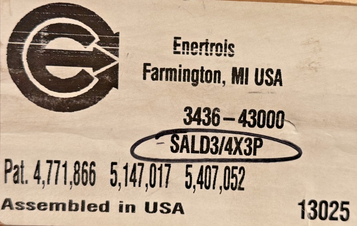 NEW ENERTROLS SALD3/4X3P ADJUSTABLE SHOCK ABSORBER SALD34X3P