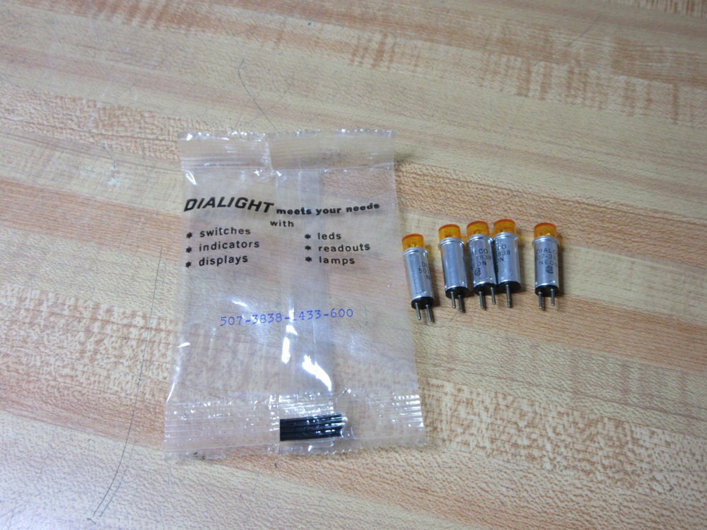 Dialco 507-383-1433-600 Dialight Amber Indicator Light 507-383 (Pack of 5)