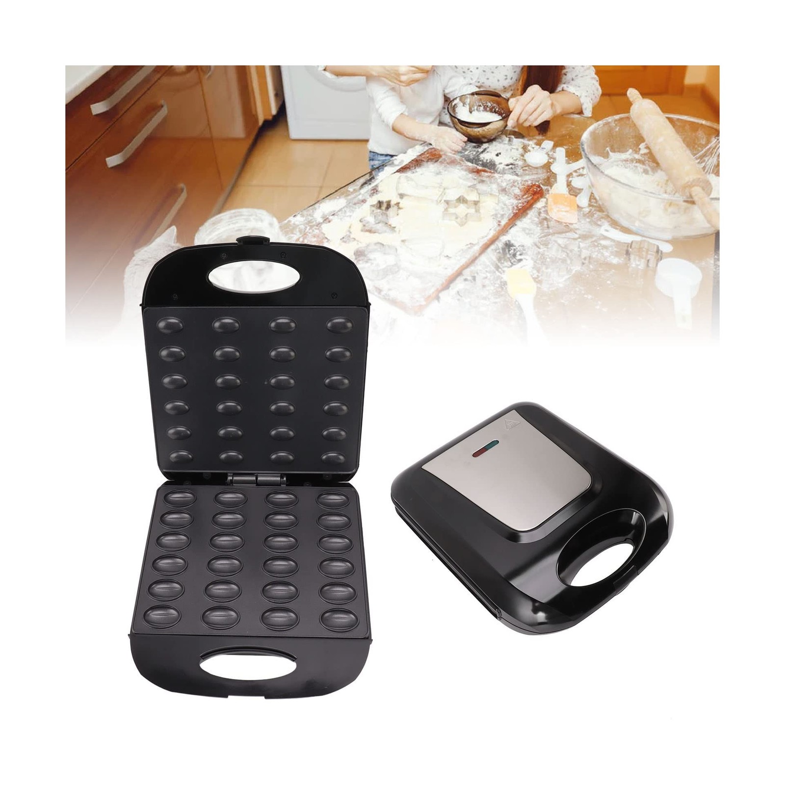 Walnut Cookie Maker 24pcs Nut Waffle Bread Maker – Non Stick Panel for Home Cook