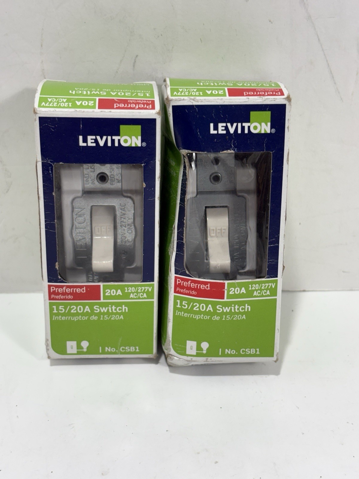 LOT OF (2) NEW OLD STOCK! LEVITON 20A 120/277V TOGGLE SWITCHES CSB1