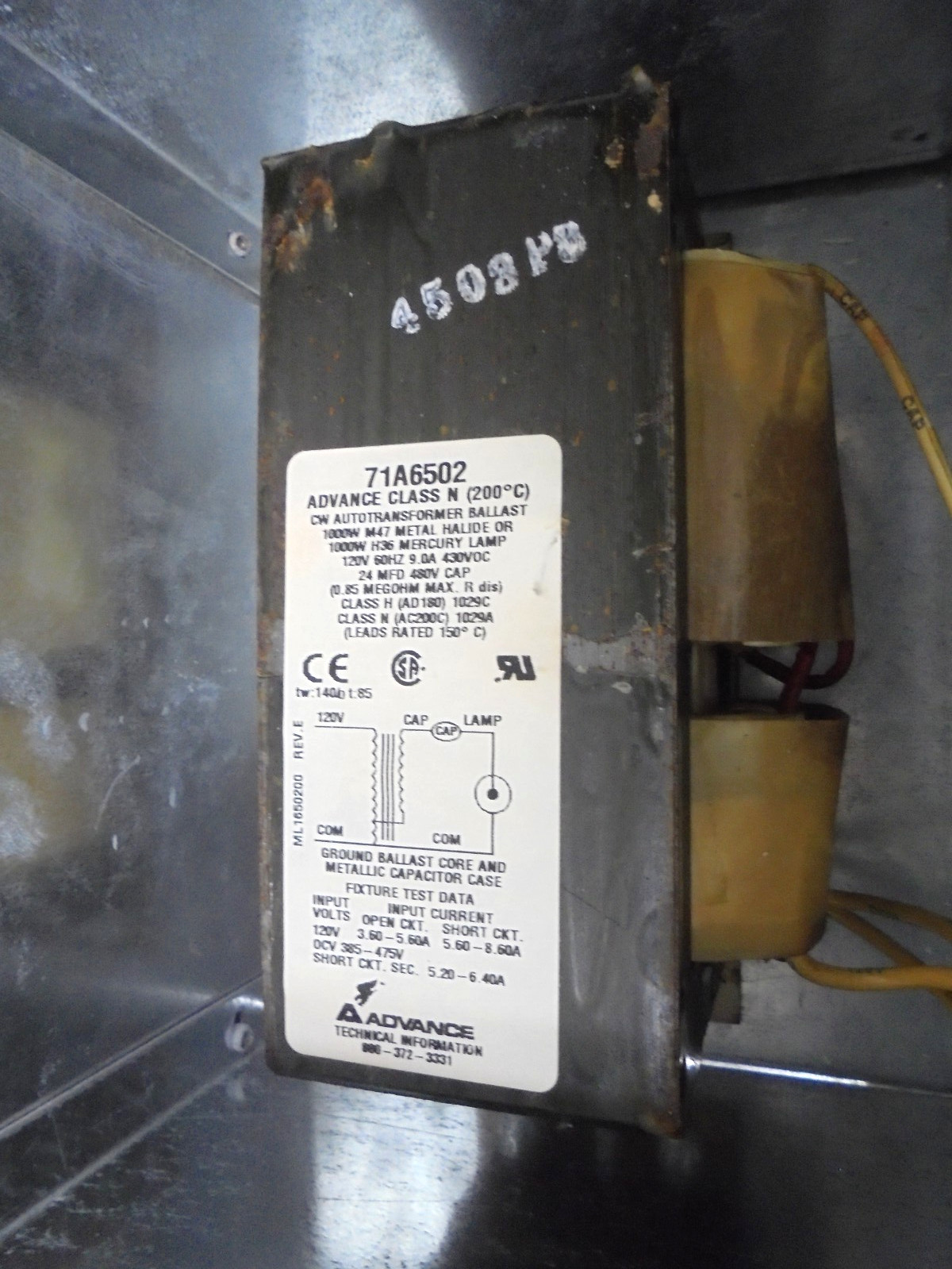 Terex 20-114355 Ballast Box 1000W 60 Hz 120V