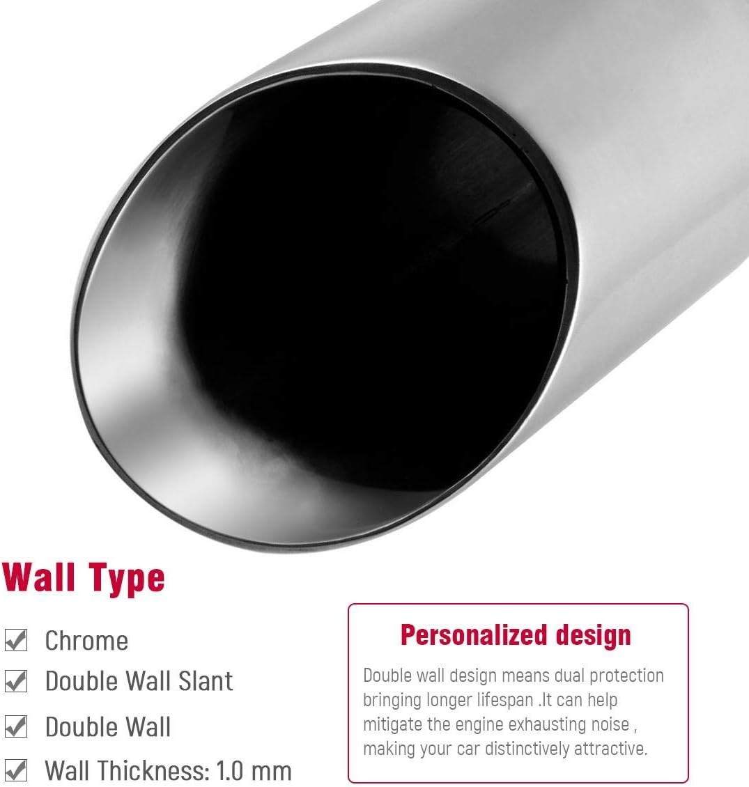 Upower Stainless Steel Exhaust Tips 8in