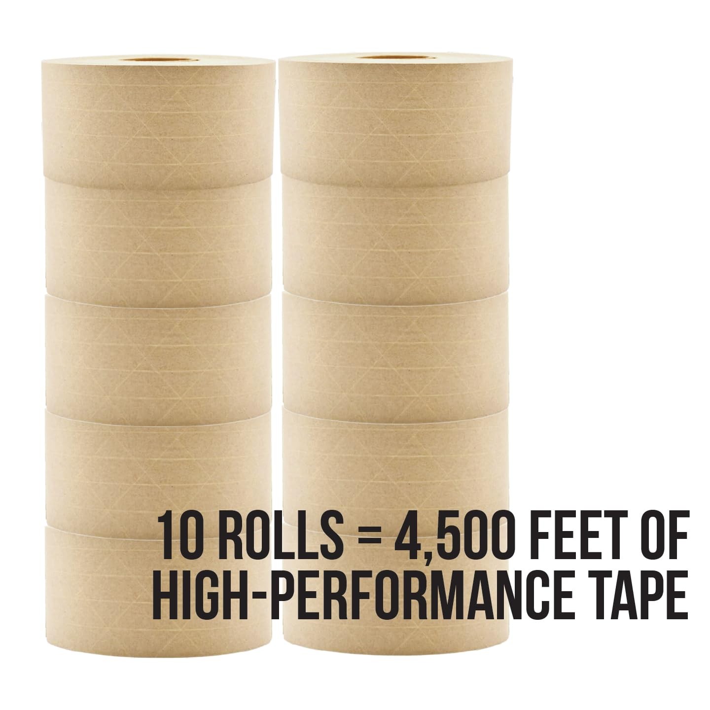 LAUCO 3″ x 450′ Water Activated Gummed Tape – Kraft Packing Tape – 10 Rolls