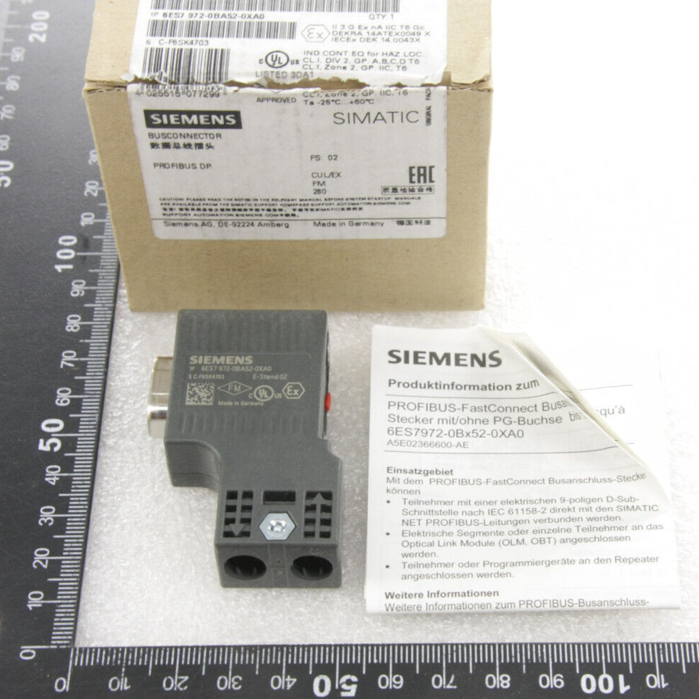 Siemens Simatic PROFIBUS DP Fast Connect 9-Pin BUS Connector 6ES7 972-0BA52-0XA0