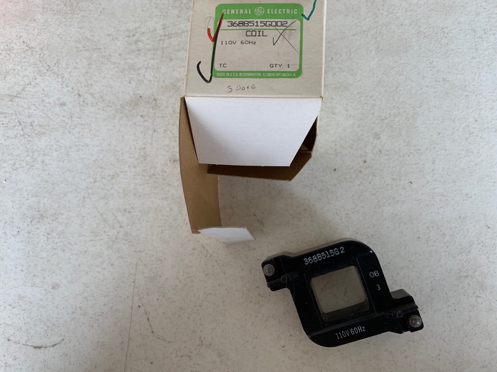 One (1) General Electric 368B515G2 Coil 110V 60Hz, NOS
