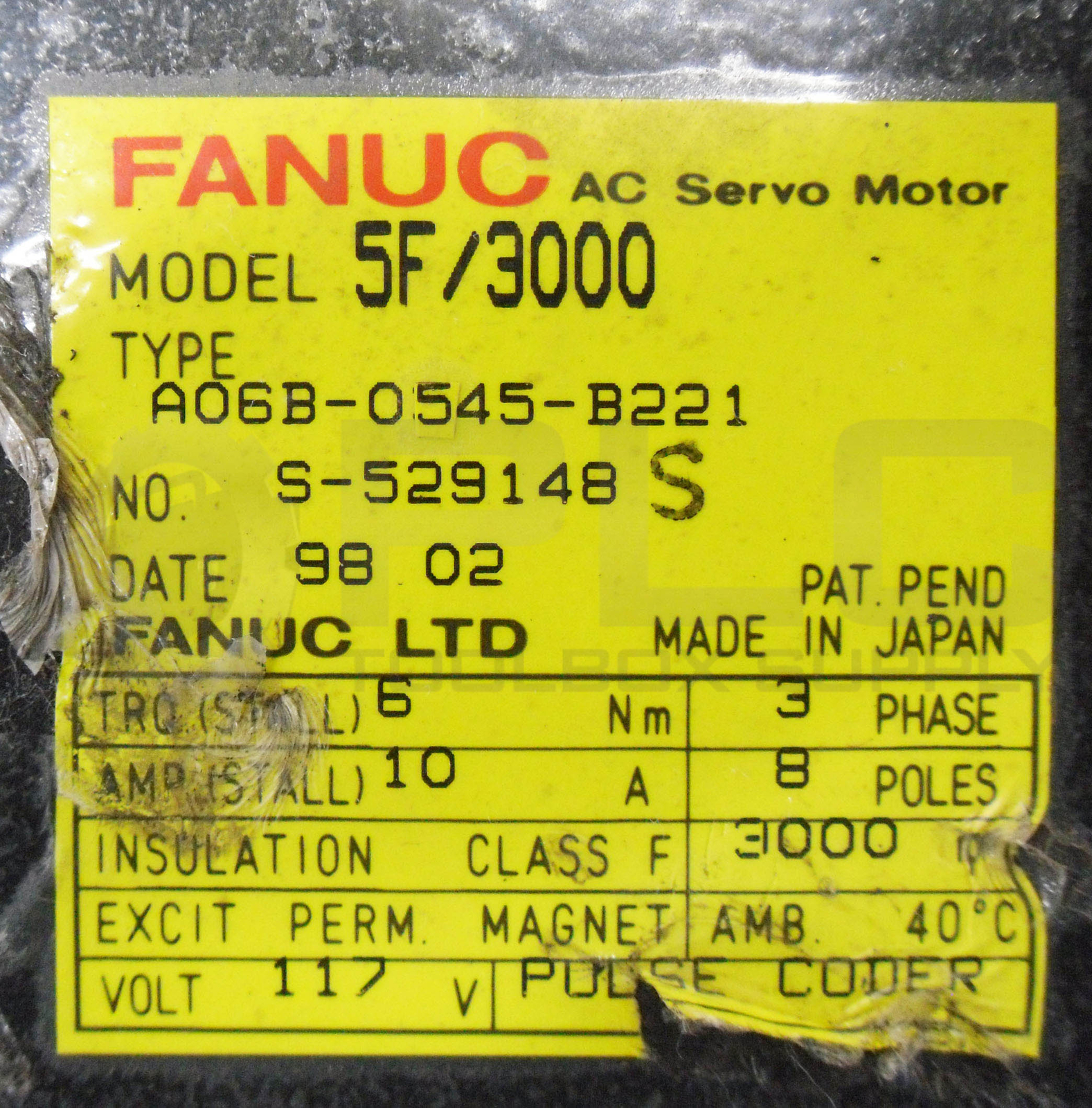 FANUC A06B-0545-B221 AC SERVO MOTOR 5F/3000
