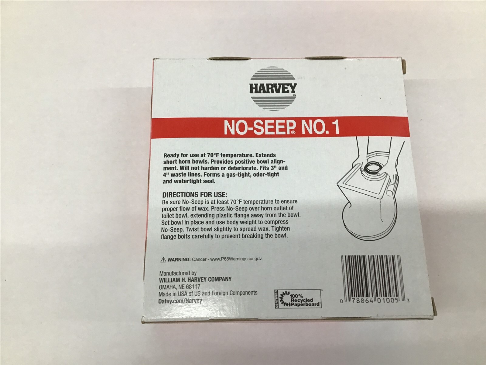 Harvey 001005 No-Seep No. Wax Toilet Bowl Gasket 1 Lot OF 4