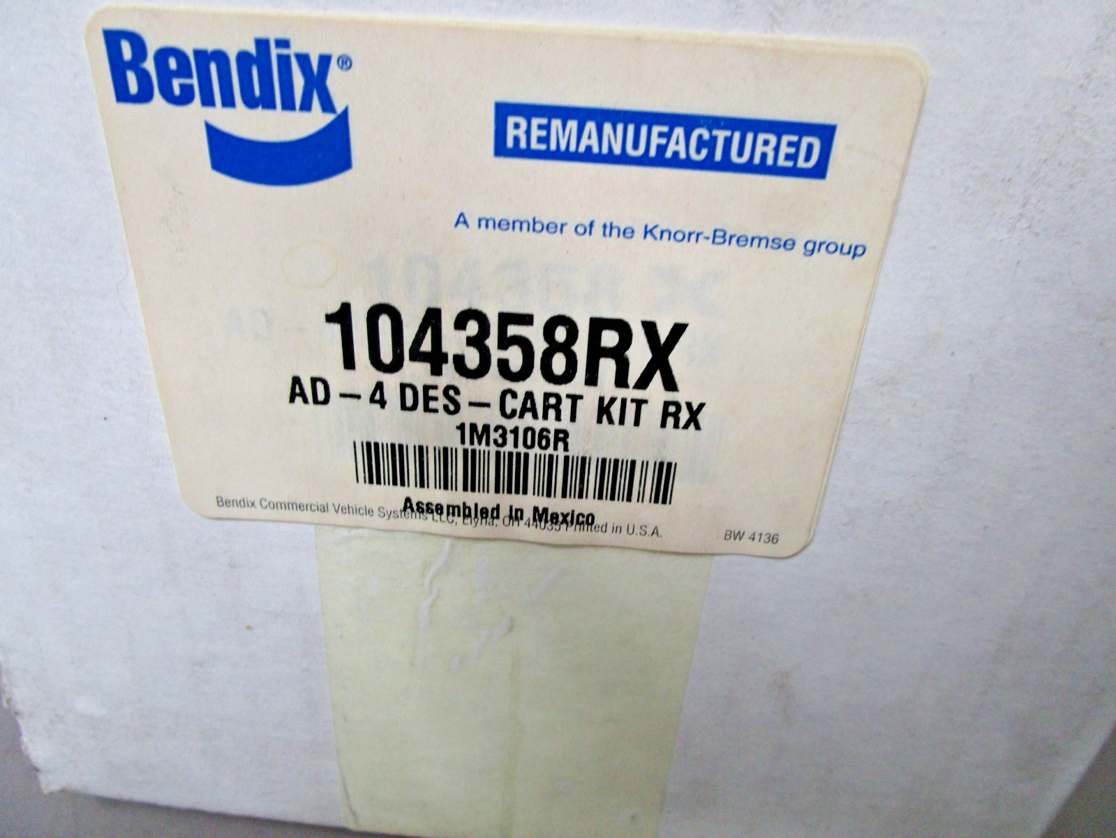 Bendix AD-4 Air Dryer Desiccant Cartridge Kit 104358RX Reman