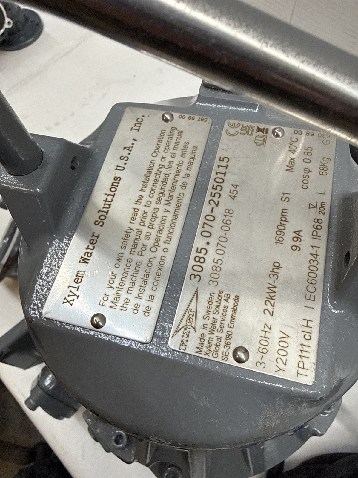 FLYGT Xylem Pump 3085.070-2550115 2.2kw-3hp Open Box
