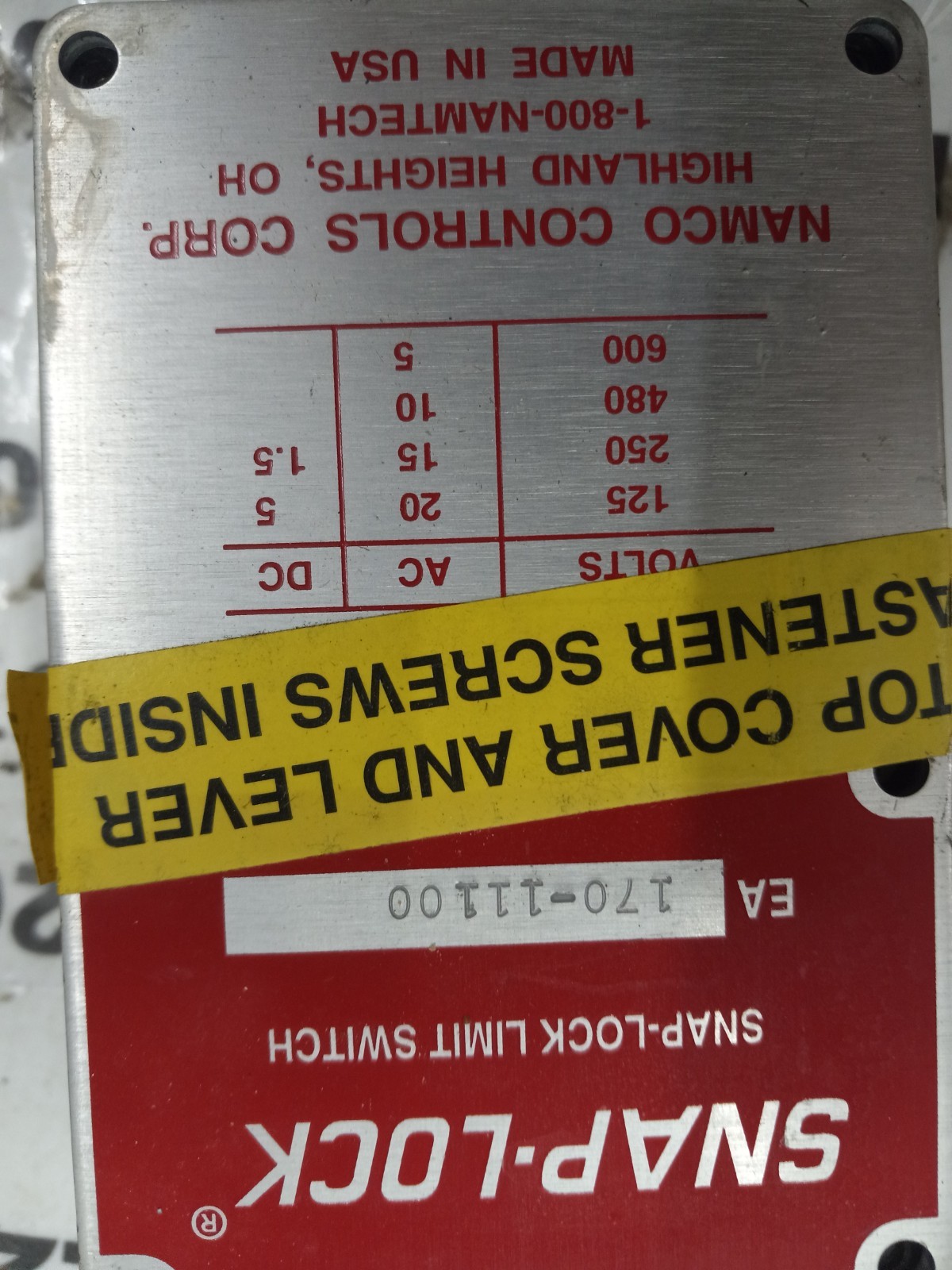 NAMCO SNAP LOCK LIMIT SWITCH 170-11100