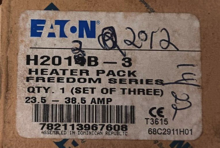 EATON H2012B-3 HEATER PACK LOT OF 3 FREEDOM SERIES 5 AMPS 3 PHASE