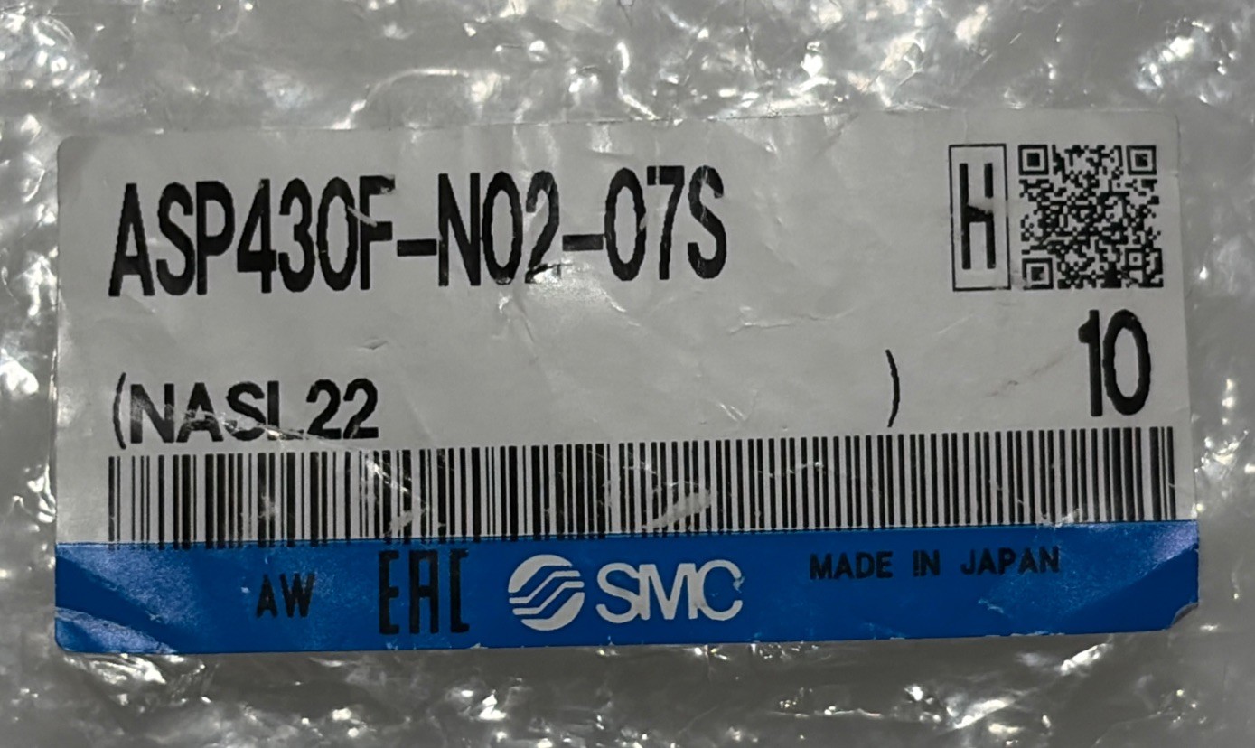 SMC ASP430F-N02-07S SPEED CONTROLLER 1/4″ NPT PORT, 1/4″ TUBE *NEW OPEN BOX *