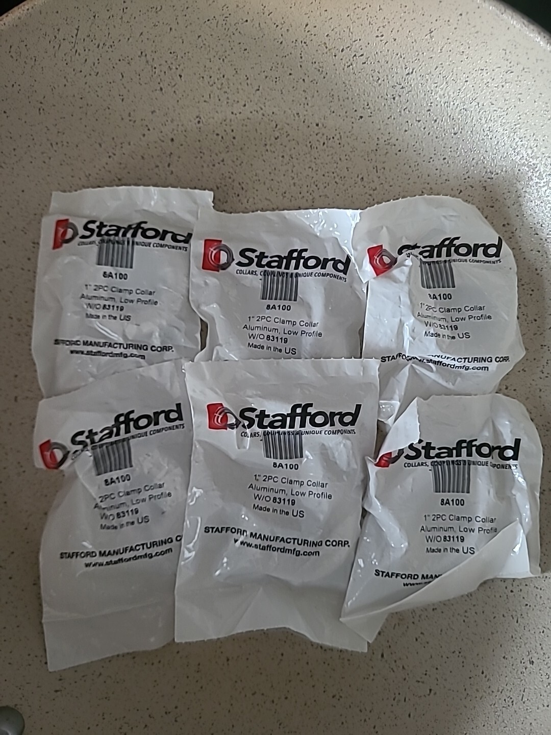 Lot Of 6 Stafford 1” Clamp Collar Aluminum Low Profile 8A100