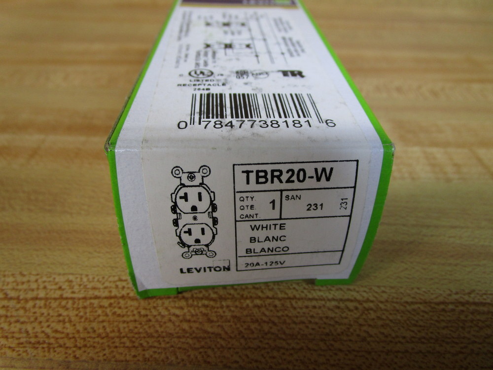 Leviton TBR20-W Receptacle Outlet TBR20W (Pack of 4)