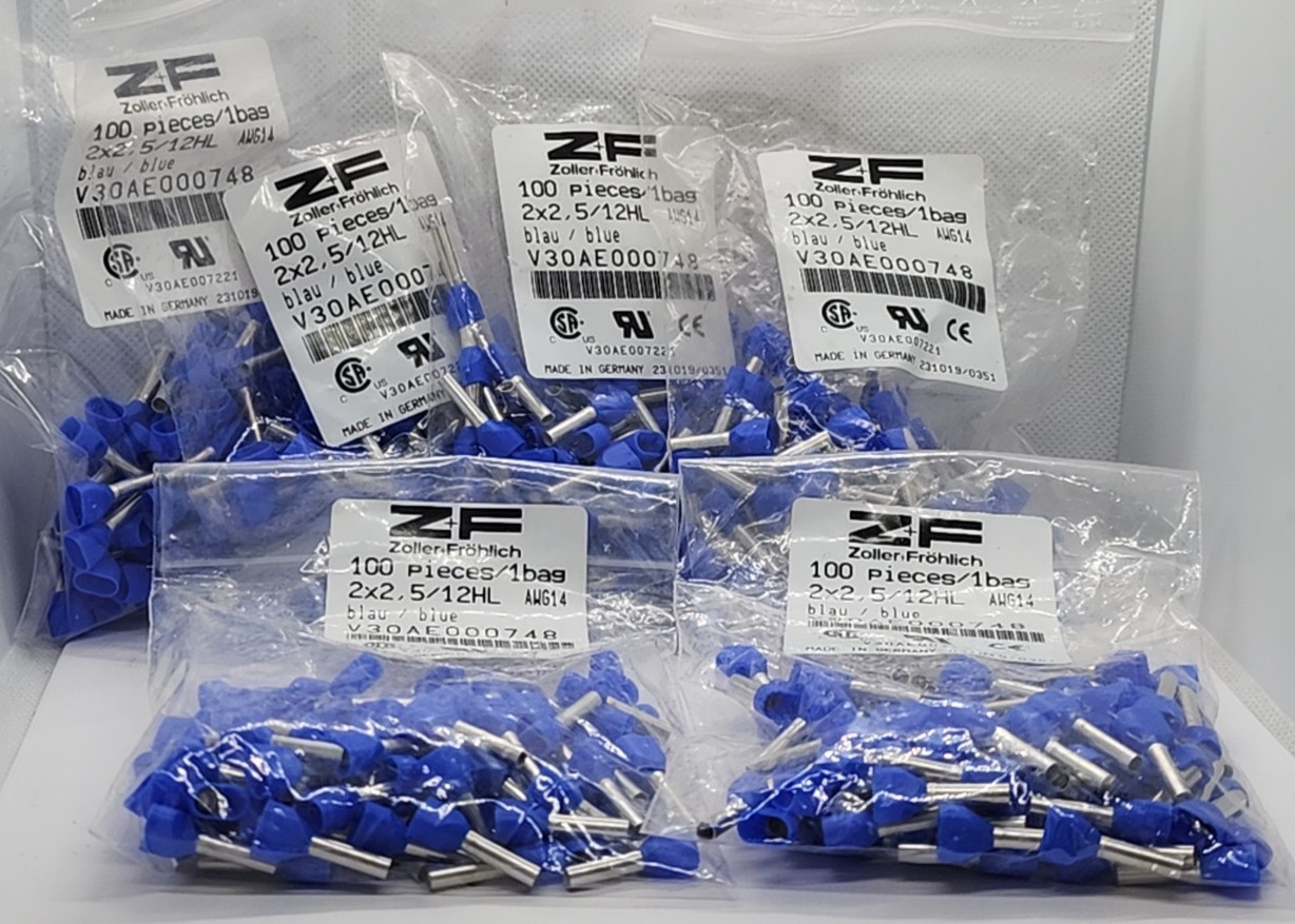 600 Pack – DIN FERRULES 14AWG 2×2 5/12HL Zoller Frohlich [2RE4-2]