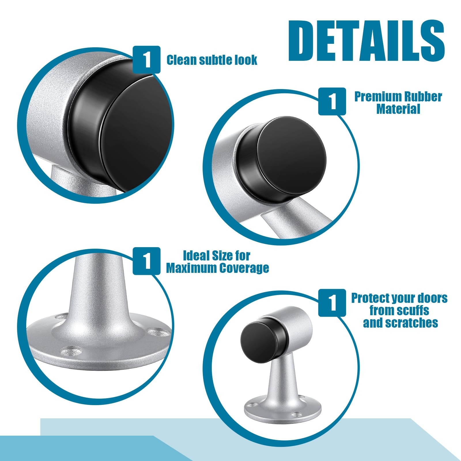 Yaocom 2 Pack Heavy Duty Floor Mounted Door Stop 3 in Aluminum Commercial Grade