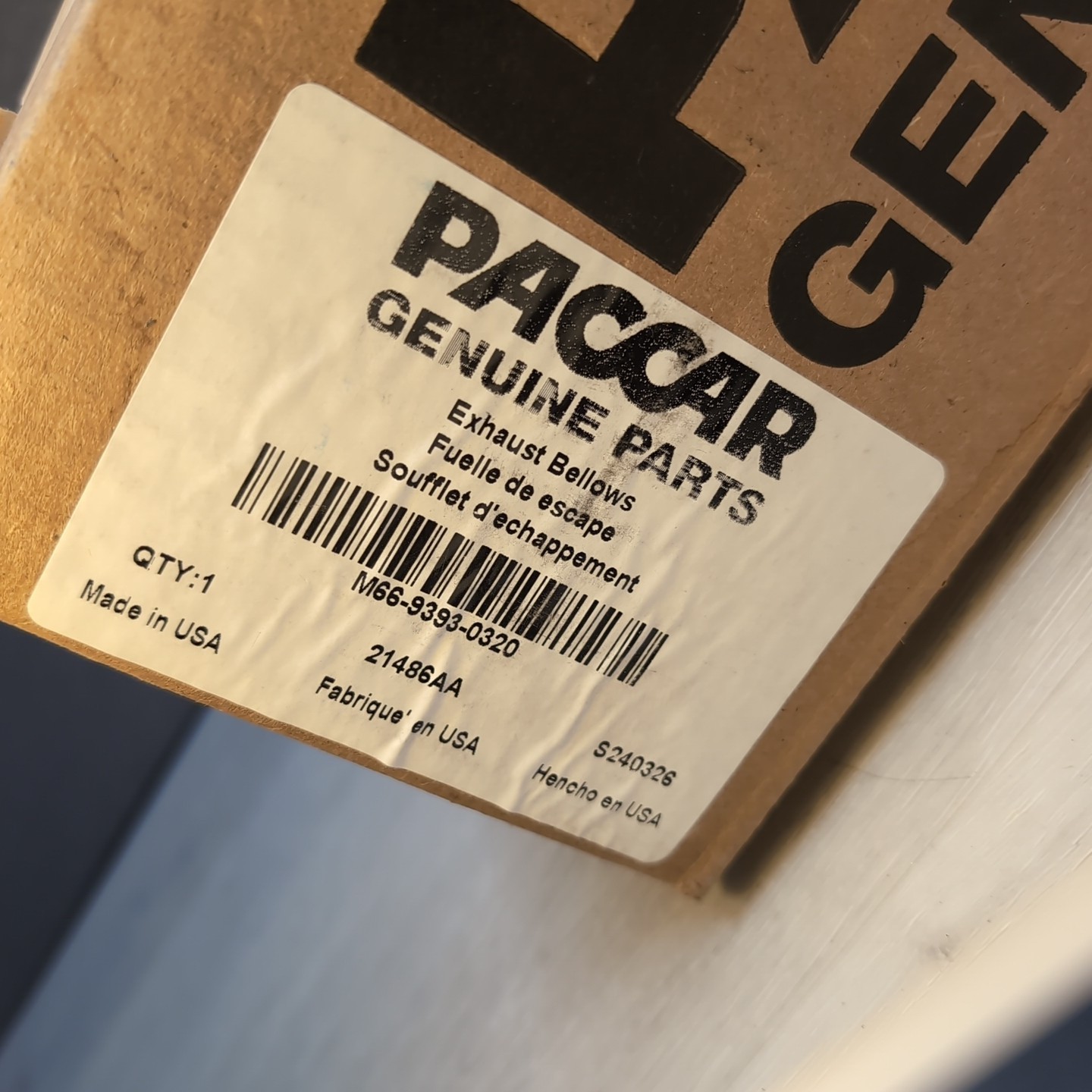 Paccar M66-9393-0320 Exhaust Bellows New 21486AA S240326 USA Made