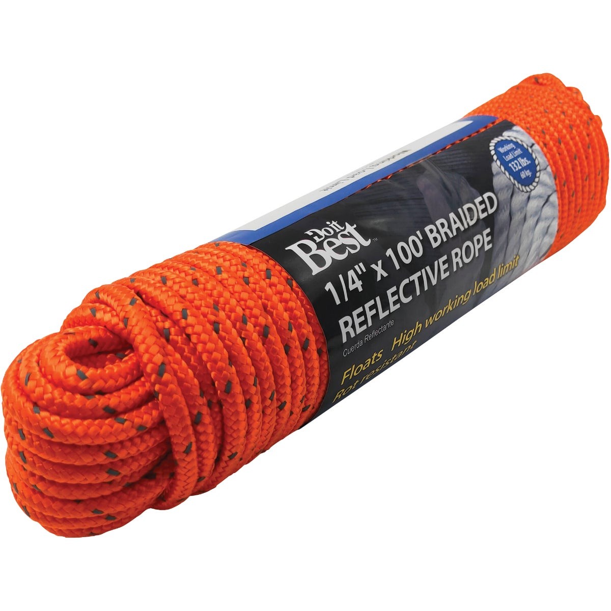 Do it Best 1/4 In. x 100 Ft. Orange Braided Reflective Polypropylene Packaged