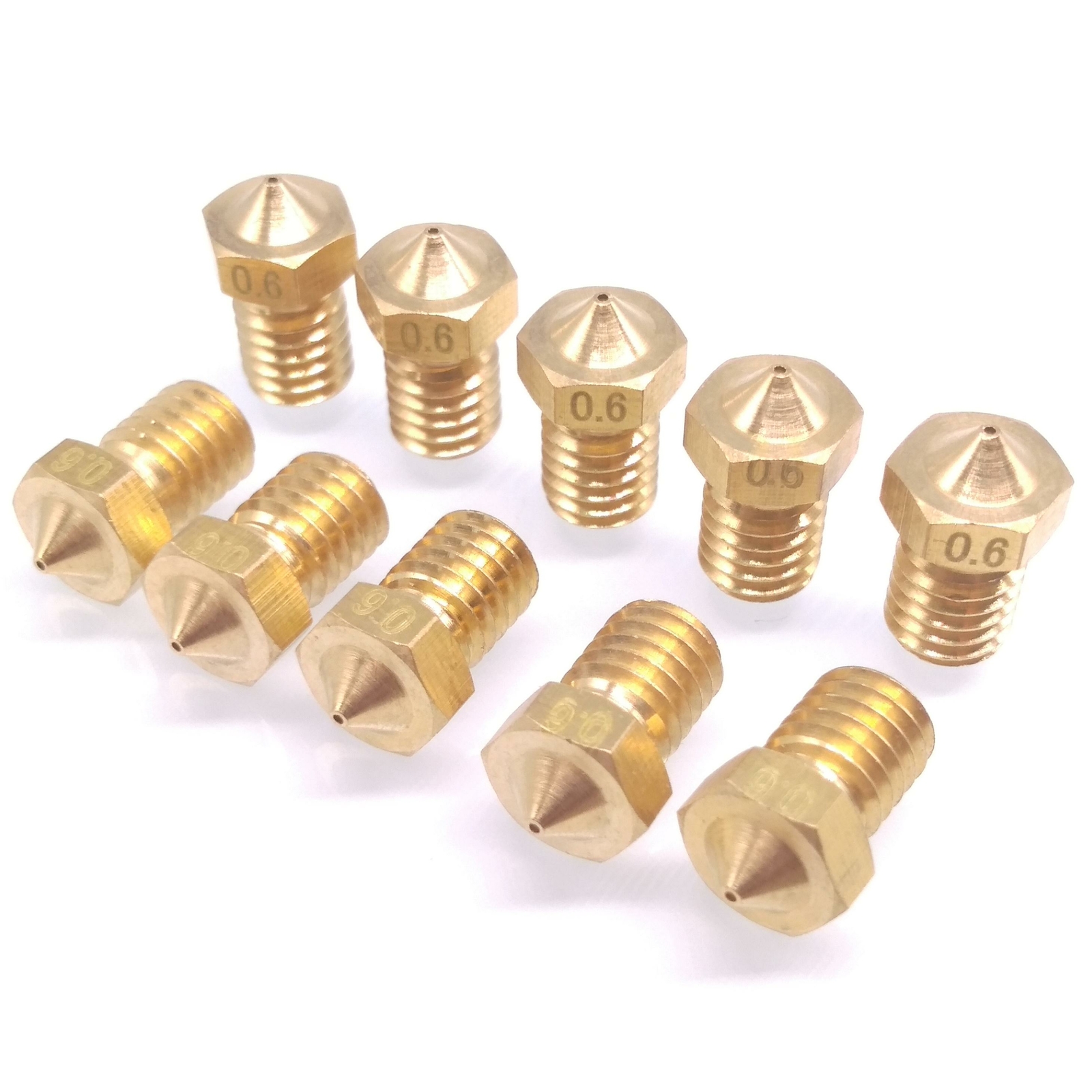 10pcs 3D Printer Extruder Brass Nozzle 0.6mm M6 Thread 1.75mm For E3D