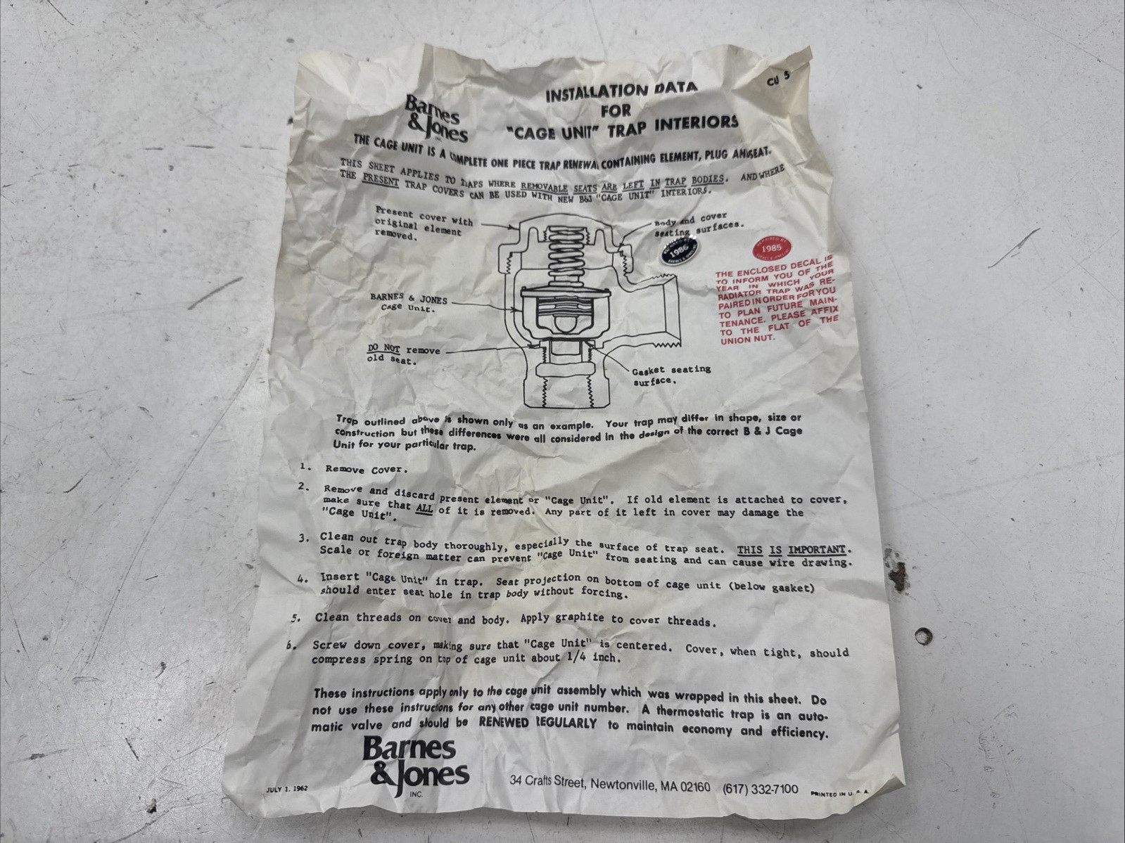 Trane FHL-22 Steam Trap Repair Kit