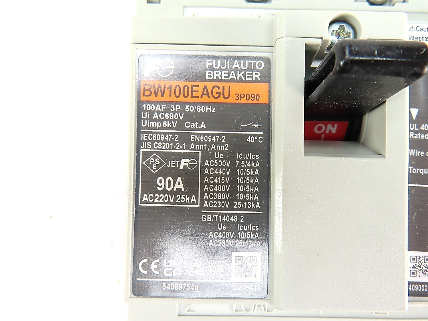 Fuji BW100EAGU-3P090 Breaker 90A 3P NEW IN BOX